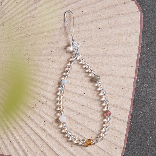 Mrs Win White Crystal Mobile Phone Lanyard Wrist Anti-Lost Ornament Women's Five Elements Mobile Phone Chain Rope Hanging Wrist Beads Five Elements Symbiosis-4mm White Crystal Mobile Phone Chain B05-203