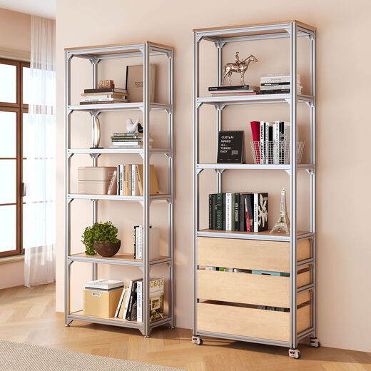 Yingtang paint-free ecological board aluminum profile study bookshelf floor-standing storage rack multi-layer storage rack living room storage rack 6040120