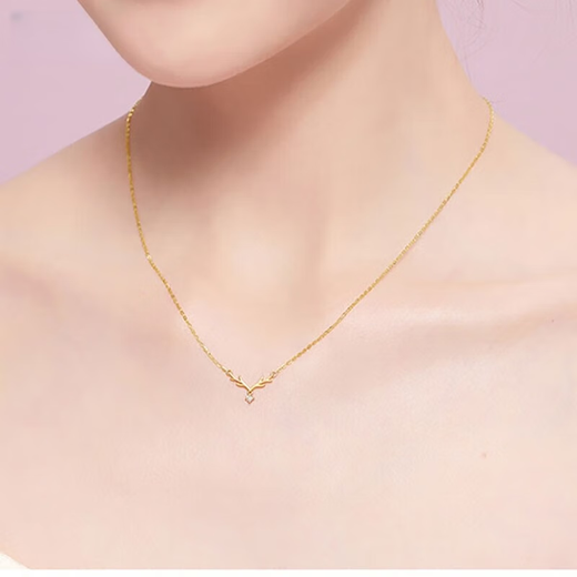 Juke 18K gold, a deer all the way with you necklace, girl clavicle chain, colored gold diamond pendant, birthday gift for girlfriend 18