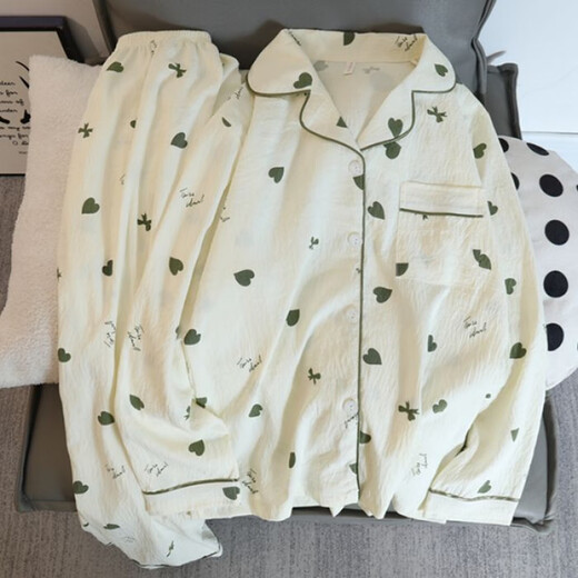 S.SOFEA women's pajamas spring and autumn thin cloud cotton sweet ins style loose home clothing set 826# big cherry 170 M
