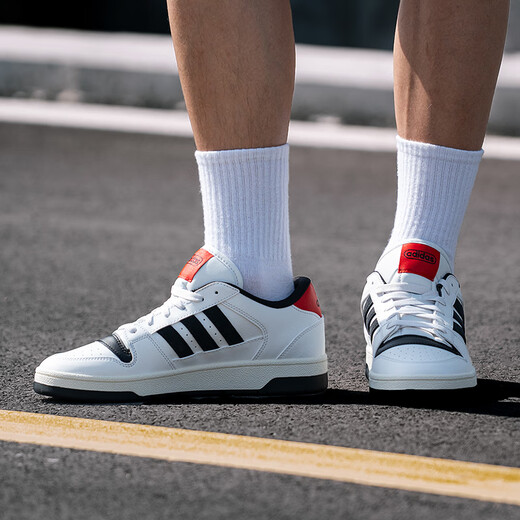 阿迪达斯（adidas）男鞋 25夏季新款运动鞋复古时尚撞色休闲鞋透气缓震防滑中帮板鞋 KK1283/白/黑/红/撞色小白鞋 44  码