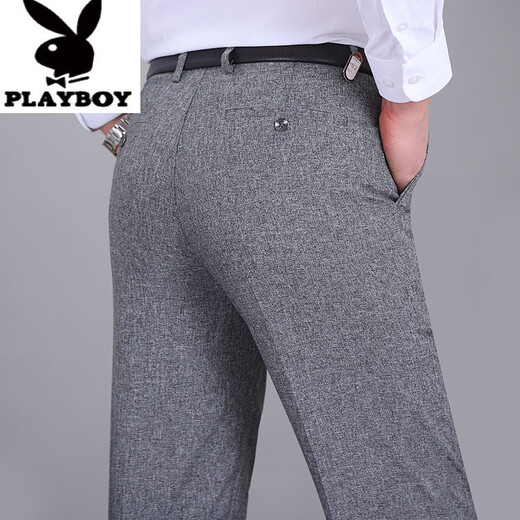 Playboy (Playboy) High-End-Sommer dünne dünne doppeltpassende Leinenhosen-Casual Hosen Vatertagsgeschenk mittlerer Alters und ältere Hochtätigkeit lose Long Hosen 9930 Doppelpackte schwarze 36 2 Fuß 9 Taillenumfang