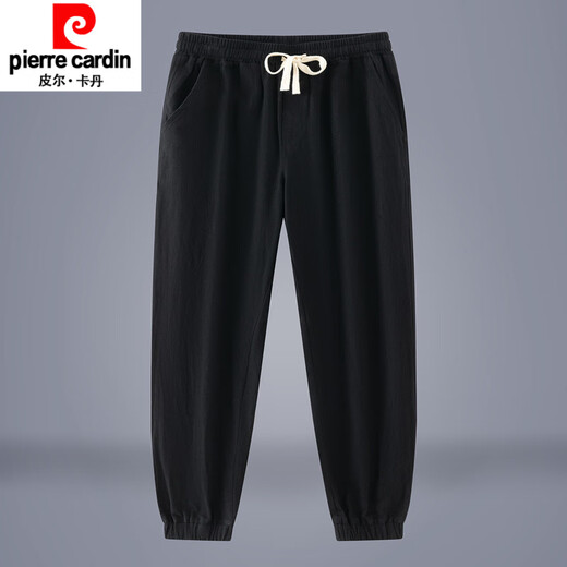 Pier Cardan linen pants men's summer thin cotton linen pants Chinese style large size men's pants tying feet harem pants loose casual trousers khaki L