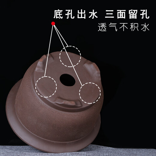 Yixing Extra-großer lila Lehmblütenblüte Grüne Efeu Bonsai Sukkulente Gemüse Orchideetopf rund Mund super großer Keramik Pot Marine Blau 695 große Größe