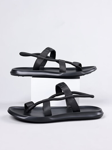 GY Jinlilai Sandals Men's summer wear non-slip fashion trendy beach shoes flip flops dual-purpose sandals 9866 black 44