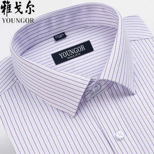 Bürgermeister Yager Herren-Langarm-Hemd 100% reines Baumwollgeschäft Casual Formal Nisplent Free Iron Work Occupation Weiße Auskleidung 6623 39 (Empfohlen 128-138jin [Jin gleich 0,5 kg]))