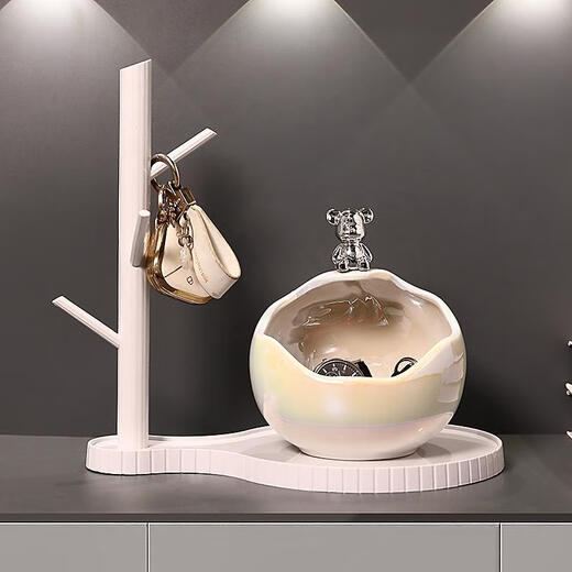 SANQIHU Internet Celebrity Love Bear Porch Key Storage Ornaments Entrance Door Gabinete de calzado Decoración del hogar Luxury Moving to A New Home Swan Par White 693