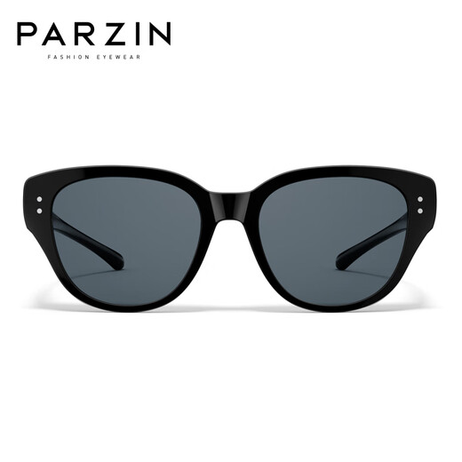 帕森（PARZIN）偏光太阳镜男女 轻盈TR猫眼框近视专属套镜防紫外线墨镜 PZ12130 曜石黑
