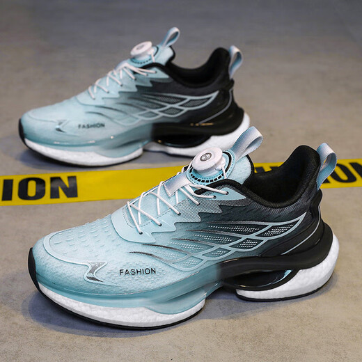 
Huili teenagers sports shoes men's summer shoes breathable rotating button running shoes large size shock-absorbing casual shoes Putian men's shoes 9888 light blue single layer 36