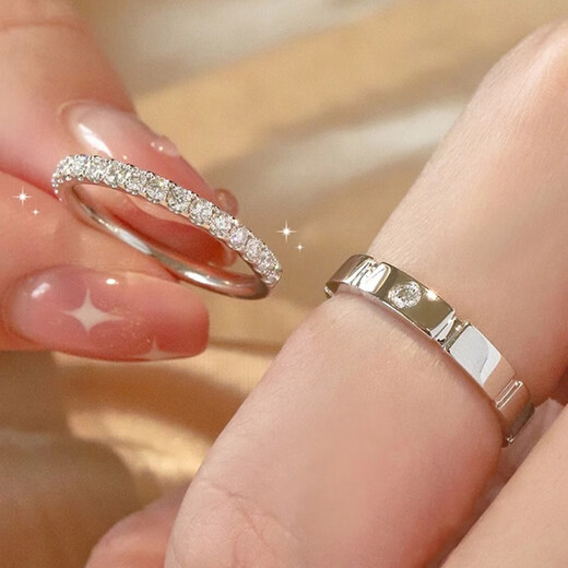 DR Valentine's Day gift DRdr couple's ring moissanite diamond ring sterling silver couple's proposal wedding ring real diamond ring - live mouth_can be moderately adjusted