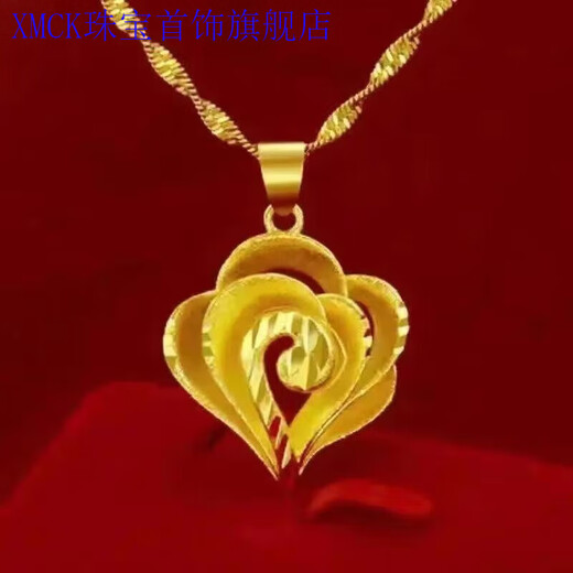 XMCK Old Phoenix 999 Gold Foot Collar de oro El amor y la moda de las mujeres Versátiles Versátiles de la altura del colgante Luz de lujo Cadena de clavículas Rose Heart 2.68g [Se venderá para 2691 yuan pronto]