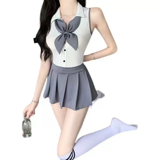 Sexy lingerie, first love style, campus jk sexy uniform, temptation, pure desire, no need to take off date shirt on bed, Chinese Valentine's Day gift, white and gray suit, one size fits all
