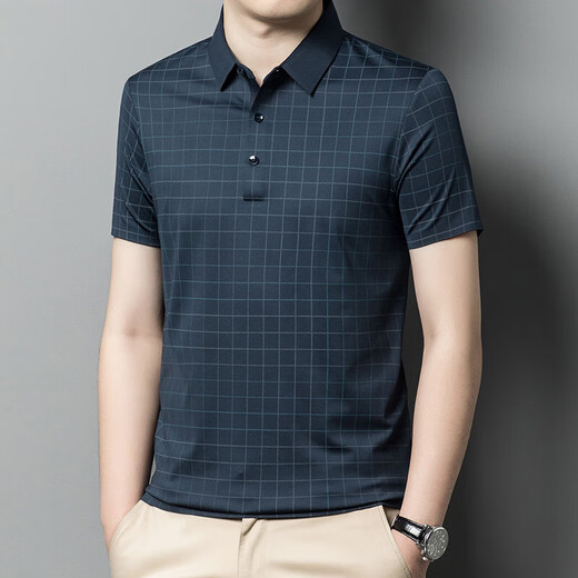丨 Lilang 丨 T-shirt masculin masculin pour hommes à manches courtes nouvelles à manches intermédiaires et à la mode plaid à demi-manche.