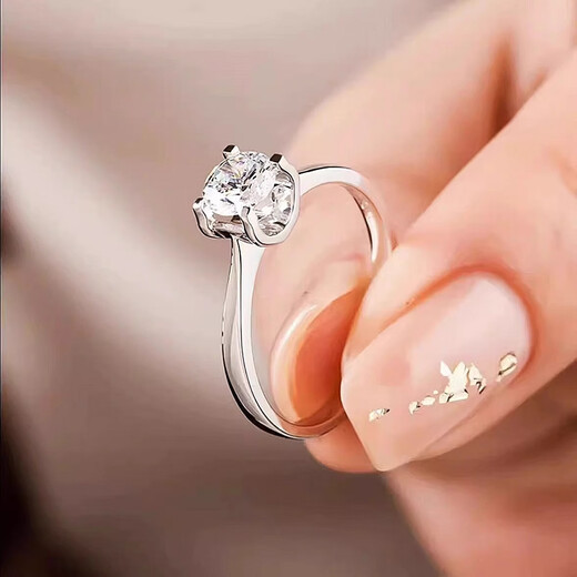 I Do platinum PT950 diamond ring 1 carat classic bull head cultivated diamond proposal engagement diamond ring gift for girlfriend classic bull head 50 point diamond size 10