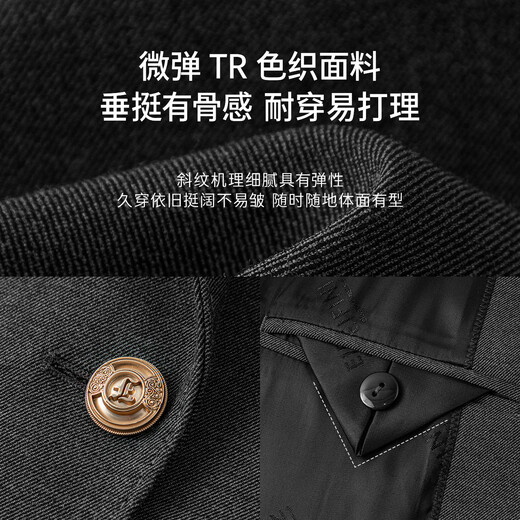 Eveli (eifini) Jiang Xin endorses the classic continuation of the college style miu style exquisite commuter shoulder suit jacket for women, dark gray M