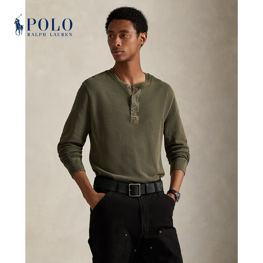 Polo Ralph Lauren Men's 25th Autumn Mesh Cotton Henley Shirt RL100211 301-Olive Green L
