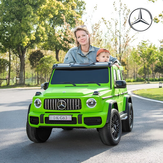 La poussette tout-terrain à quatre roues motrices de voiture électrique pour enfants Yijing Benz Big G peut s'asseoir sur une voiture jouet pour bébé à deux places, voiture pivotante à quatre roues, peinte en noir + double batterie 24 V + double siège en cuir + roue souple quatre roues motrices télécommande pneu de secours
