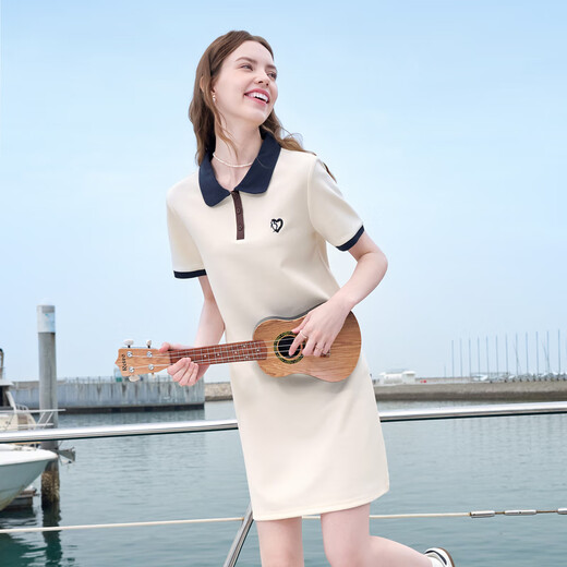 
Baitu betu women's clothing 2025 summer new short-sleeved dress Yuanqi Academy style age-reducing skirt women 2505T69 apricot M