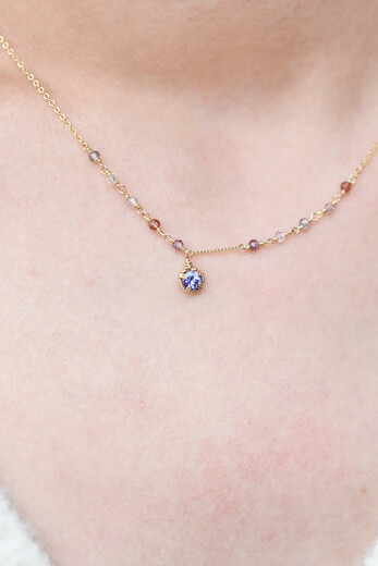 Guran December birthstone natural tanzanite gift American 14K gold-filled simple and elegant necklace clavicle chain neck chain customized about 43cm