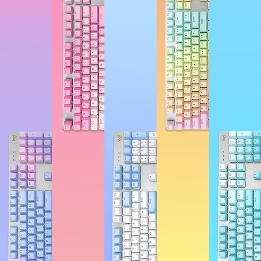 
LogitechK845 mechanical keyboard rainbow blue magic office game personalized keycap pre-installed cute blue and black tea scroll K845-Frost Blue + G102 official standard No 104 key tea scroll