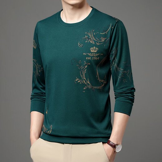 Camiseta de manga larga de seda larga de seda larga de seda larga de seda larga de mediana edad de mediana edad de mediana edad.