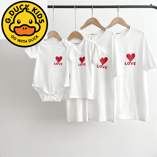 G.duck2026 Korean style loving parent-child outfit for a family of three or four baby cotton short-sleeved T-shirt family outfit photo shoot white 66 rompers 10-14Jin Jin is equal to 0.5kg