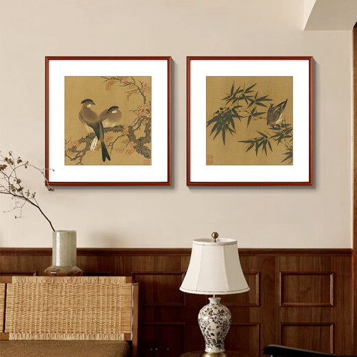 半笙宋代花鸟斗方装饰画中式名家国画客厅沙发背景墙书房茶室玄关挂画 1105款：白芙蓉 整体尺寸：40*40cm