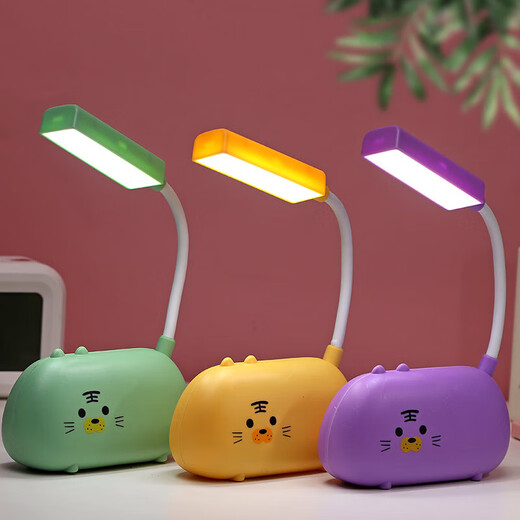 USB plug-in table lamp LED cartoon desktop ornament children's gift night light cute little table lamp kindergarten gift cute pet tiger + plug-in model random color