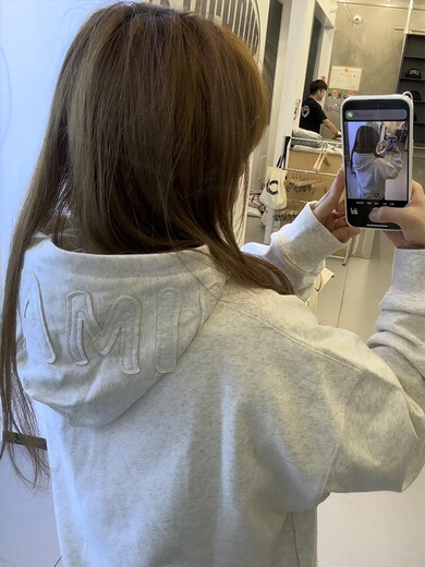 MOUTH MOVEMENT American trendy brand oversize patch embroidered hooded sweatshirt for women spring and autumn 2025 new chic lazy style jacket gray thin section M