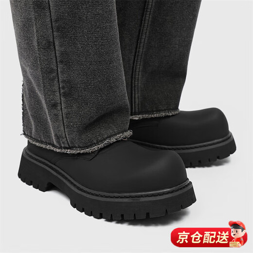 Bo Na Ling Derby Shoes Men's Leather Shoes Heightened Black Martin Boots Low-top British Style Sports Big Toe Men's Casual Leather Shoes Business Carbon Black Casual Leather Shoes Matte Surface 40 (It is recommended to take one size smaller)