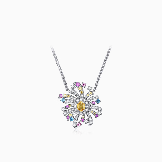 Makino (Muye) MUYE/Makino Colorful Colored Gemstone Yellow Sapphire Jewelry Fireworks Silver Necklace Design Fireworks Necklace