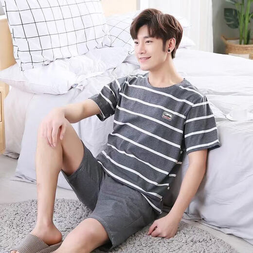 Yalu pyjamas pour hommes en été masculin sans manches coton coton mince manches courtes pour jeunes et moyens à manches courtes pour hommes et à la taille des vêtements simples de taille simple 9928 masculin L (recommandé 100-120 Jin [Jin est égal à 0,5 kg]) toute taille