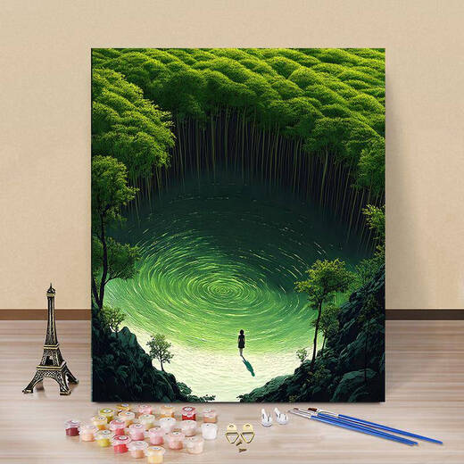 
XMSJ Hayao Miyazaki landscape digital oil painting coloring high-value style living room decoration painting Z-679 light color bottom 40X50CM ordered inner frame + pen pigment without outer frame