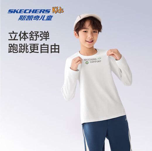 Skechers Skechers cyclone quick-drying T children's casual long-sleeved men's and women's long-sleeved T-shirt P325K001 bright white/0019 120