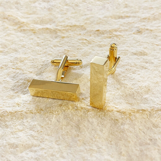 赐帛Cufflinks素色光面金属系列长方形体几何袖扣绅士轻奢质轻奢感配 Cuboid 银色 附皮质袖扣盒