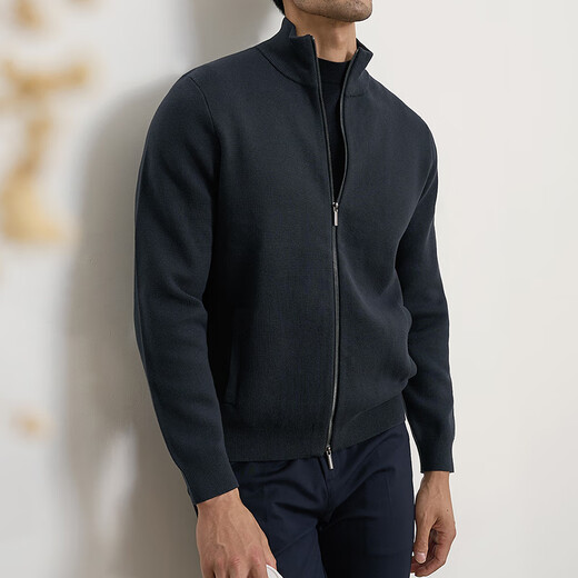 VDJ Brand Cashmere Jacket Men's Winter Jacket Stand Collar Versatile Casual Cardigan Anti-wrinkle Stretch Heavyweight Long Sleeve Black Thick Section-High-End Gift Box XL (180-China-CN-Height)