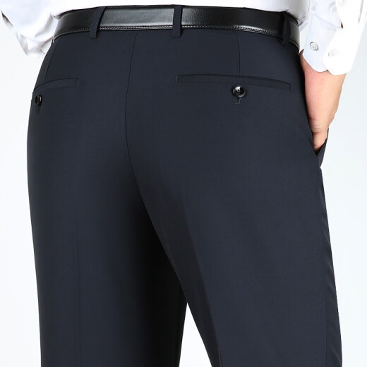 Pantalones para hombres de mediana edad de Tiger City Pantalones de lana Pantalones de ropa de hierro No Iron Pantalones de ocio Otoño e Invierno Estilo doble plisado Doble #9918 Negro Black Blue Fall y Winter Grueso Estilo adecuado para 29 2 pies 2 Círculo de cintura