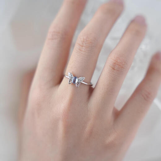 Rumeng natural tanzanite silver ring women's niche design, high-end temperament and versatile Rumeng natural tanzanite broken silver ring No. 1 opening adjustable