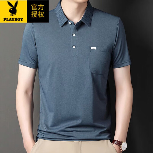 Playboy (Playboy) Sommer Neues kurzärmeliges Polo-Hemd Pure Cotton Herren Casual Lapel T-Shirt im mittleren Alter mit mittlerem Alter.