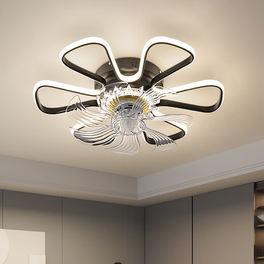 Pupan Modern Simple Bedroom Techo Ventilador de techo ligero Restaurante Comedor de restaurante con ventilador eléctrico ligero Uso doméstico Shaking Head Model 687 White-Wuji Dimming + Mobile AP