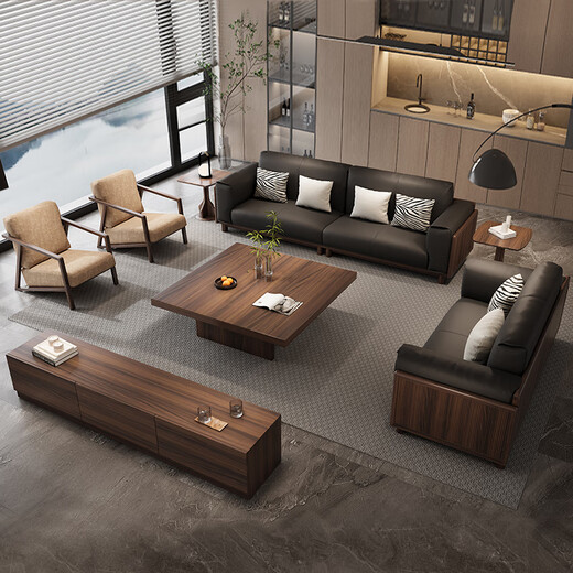 
Solid wood sofa, South American black walnut new modern simple living room direct sofa W9905#