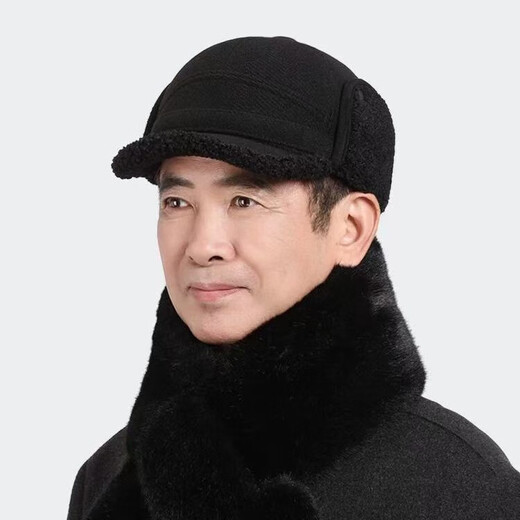 Autumn and winter new warm Lei Feng hat for men and dad, outdoor leisure thickened velvet hat for middle-aged and elderly people, ear protection hat, outer-fur old man hat - striped gray