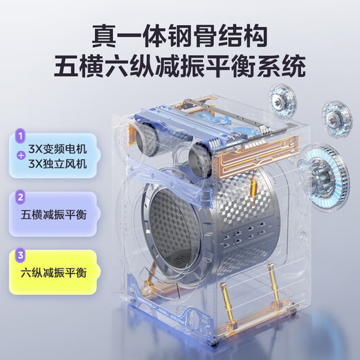 Midea fully automatic drum washing machine 11kg lazy three-cylinder washing and drying all-in-one machine MD11DDEX condensing drying vitality sterilization three-cylinder zoned washing state subsidy 20% MD11DDEX