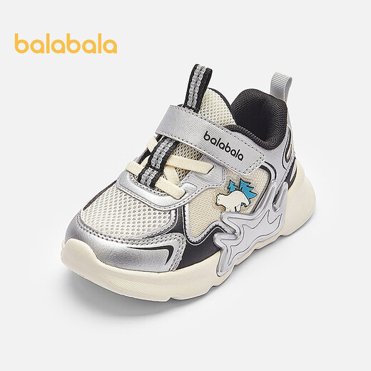 Balabala Baby Toddler Shoes Boys and Girls Sports Shoes Spring and Autumn 2025 New Breathable Mesh Shoes Fashionable, Cool and Comfortable Smoke Gray Silver 20301 24