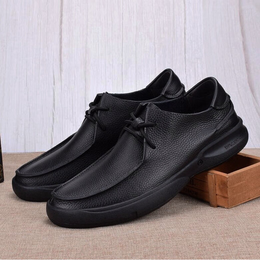 SaTCHI [the first choice for men with temperament] Single-layer leather shoes breathable soft leather business casual leather shoes men's genuine leather head layer cowhide black_9912 37_This shoe is one size larger