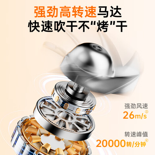 苏泊尔（SUPOR）5亿负离子护发电吹风 可折叠便携速干吹风机 家用宿舍风筒 EHDL-F844A 米橙 送女友生日/节日礼物