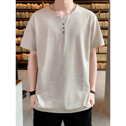 
VANCL 2025 summer short-sleeved T-shirt for men's youth Korean style slim V-neck simple ice silk cool thin summer T-shirt K15911 blue M