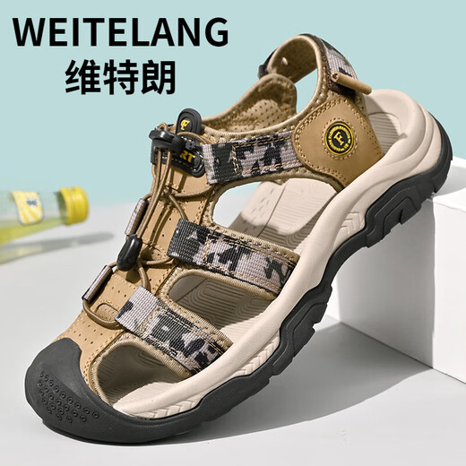 WEITELANG维特朗夏季包头凉鞋男士2025新款防臭防水外穿两用防滑沙滩鞋凉拖鞋 9898黑色 43
