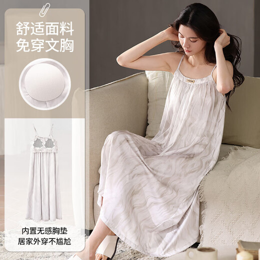 Camisón de suspensas de seda de hielo y nieve para mujeres con almohadillas de pechuga para faldas de playa de verano para vestidos de verano para ropa casera se puede usar fuera de AM13117 XL recomendado 120-140Jin [Jin iguala 0.5 kg] código de tarjeta para tomar una gran oportunidad