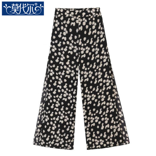 Pantalon à jambe large florale modale pour femmes en été mince 2025 Nouveau pantalon décontracté à double couture